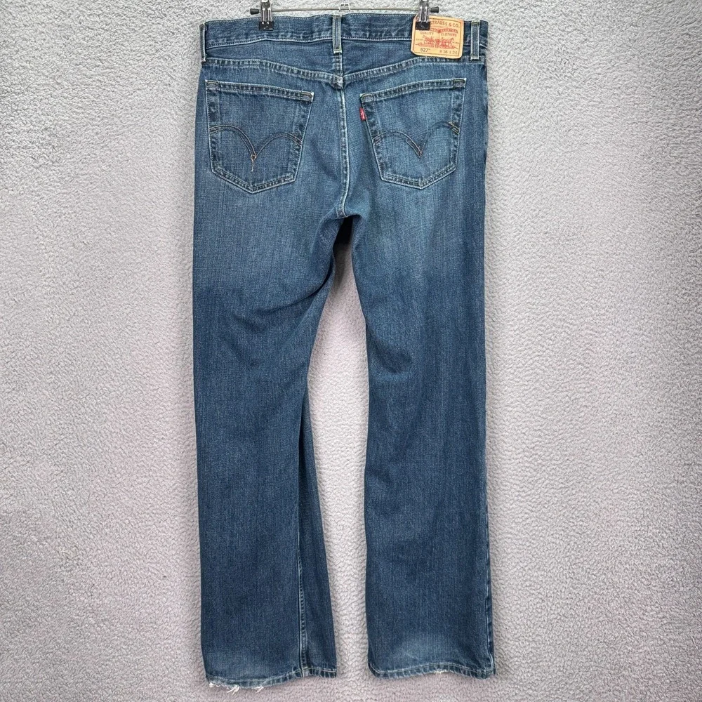 Levis‎ Jeans Mens 36x34 Blue 527 Low Boot Cut Distressed Preppy Classic Y2K